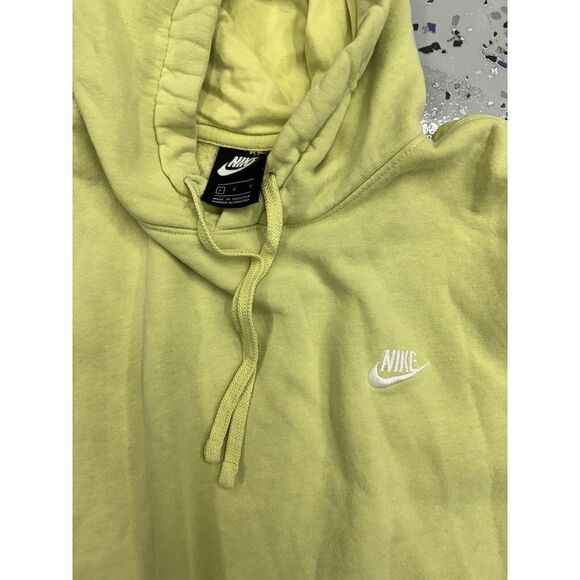 Vintage Nike Hoodie Mens L Yellow Sweatshirt Swoosh Embroidered Check Sweater - Picture 2 of 3